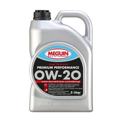 Олива моторна Meguin PREMIUM PERFORMANCE SAE 0W-20 5 л 33069 33069 фото
