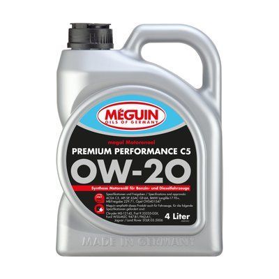 Олива моторна Meguin PREMIUM PERFORMANCE SAE 0W-20 4 л 33073 33073 фото