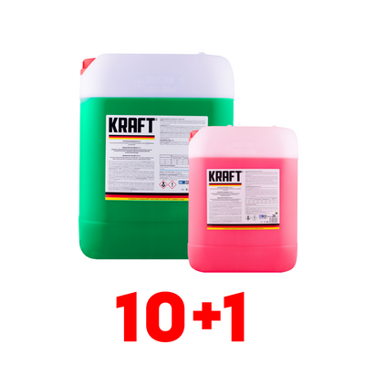 Антифриз концентрат KRAFT G11 (зелений)20л KF126 10шт + подар. Антифриз концентрат KRAFT G12/G12+(червоний)20л KF124 KFPR9 KFPR9 фото